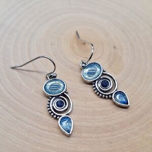Boho Moonstone Spiral Earrings – Silver with Sacred Symbolism